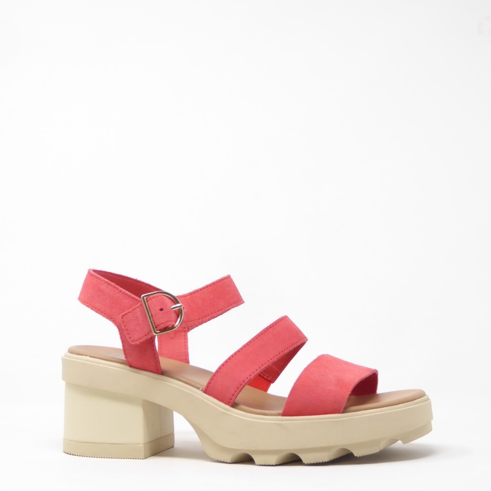 Sorel Womens Joanie Heel Ankle Strap Platform Sandal Pink Suede Platform 8.5